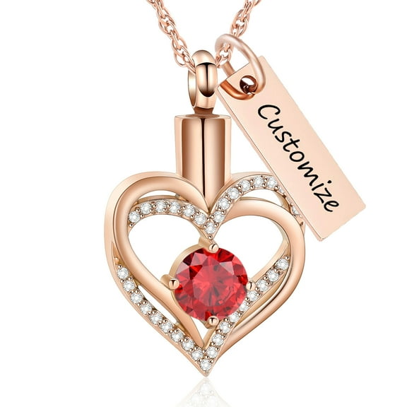 Personalize Crystal Heart Cremation Urn Pendant Necklace for Cremation Ashes Urn Necklace Lockets for Human Ashes Memorial Jewelry