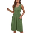 thumbnail image 3 of OutfitShow Women Summer Dresses V Neck Sleeveless Casual Flowy Sundresses Button Floral Midi Dress with Pockets, 3 of 7