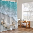 thumbnail image 6 of Teal Beige Shower Curtains for Bathroom, Beach Starfish Seashell Sand Sea Waves Scenery Washable Fabric Shower Curtain with Hooks Waterproof Bathroom Decor Sets, 36 x 72 Inches, 6 of 9