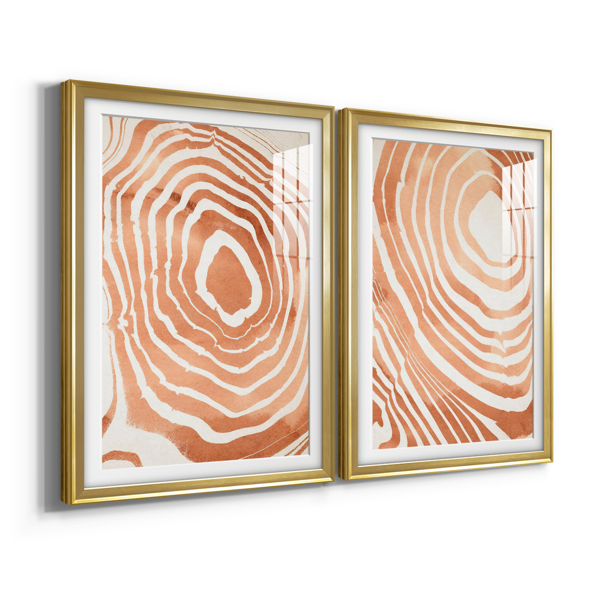 Wexford Home Wood Grain Suminagashi III Premium Framed Print, 30.5" x 42.5" - Ready to Hang, Gold (Set of 2)