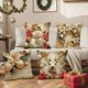 thumbnail image 3 of Juego de 4 fundas de almohada navideñas | Fundas de almohada con estampado navideño de Papá Noel | Fundas de cojín decorativas de poliéster de 45 x 45 cm para sofá cama y salón, 3 of 5