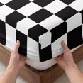 thumbnail image 3 of Twin Sze Fitted Sheet Set - Simple Black White Checkered 2 Piece Bedding Sets 16" Deep Pocket Fitted Sheet with 1 Pillowcase, Lattice Buffalo Plaid Brushed Microfiber Hotel Luxury Bed Sheets, 3 of 9