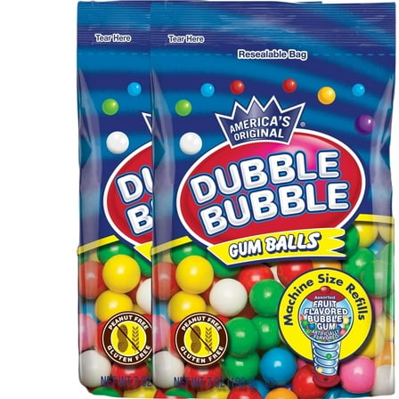 Dubble Bubble Fruit Flavor Gum Balls, 7 oz, Pack of 2