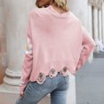 thumbnail image 4 of Lilgiuy Women's Autumn And Winter Long Sleeves Casual Knitted Sweater Printed V-neck,Pink,10 2022 Fall Winter, 4 of 5