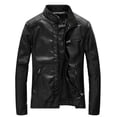 thumbnail image 2 of DDAPJ pyju Men's Faux Leather Jackets Vintage Stand Collar Motorcycle Jacket Slim Fit Biker Coats Lightweight Bomber Outwear PU Coat with Zipper Pockets Black XXXL, 2 of 6