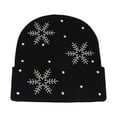 thumbnail image 4 of KANG Snowflake Encrusted Knitted Hats Autumn And Winter Warm Cold Hats Knitted Woolen Hats For And Black One Size, 4 of 4