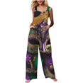 thumbnail image 2 of Styesk Pantalon pour Femmes Combinaison Imprimée pour Femmes Décontractée à Boutons avec Poches Sans Manches Pantalon à Jambes Larges, 2 of 7