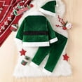 thumbnail image 4 of Otqutp Baby Boys Girls Christmas Santa Warm Outwear Funny Top Pants Hat Set New Year Outfits Christmas 3pcs Set for Baby 0-24months(Green,6-12 Months), 4 of 4
