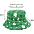 thumbnail image 4 of LinYooLi Unisgen St Patrick's Day Lucky Clover Fisherman Hat Double-Sided Strap hat Spring Sun hat Sun hat Outdoor hat, 4 of 7