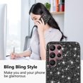 thumbnail image 2 of Compatible with Samsung Galaxy S23 Ultra Case, Glitter Sparkly Samsung S23 Ultra Phone Case with Slim Silicone Shockproof Protective Bumper Cover for Cute Girls Women (Black), 2 of 14
