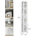 thumbnail image 3 of 4 Tier Tall Plastic Slim Storage Cabinet with Lockable Wheels, Adjustable Shelves, Anti-Tip for Bathroom, Living Room, Laundry Room, Kitchen, Narrow/Small Space, Easy Assembly, Clear, 3 of 6