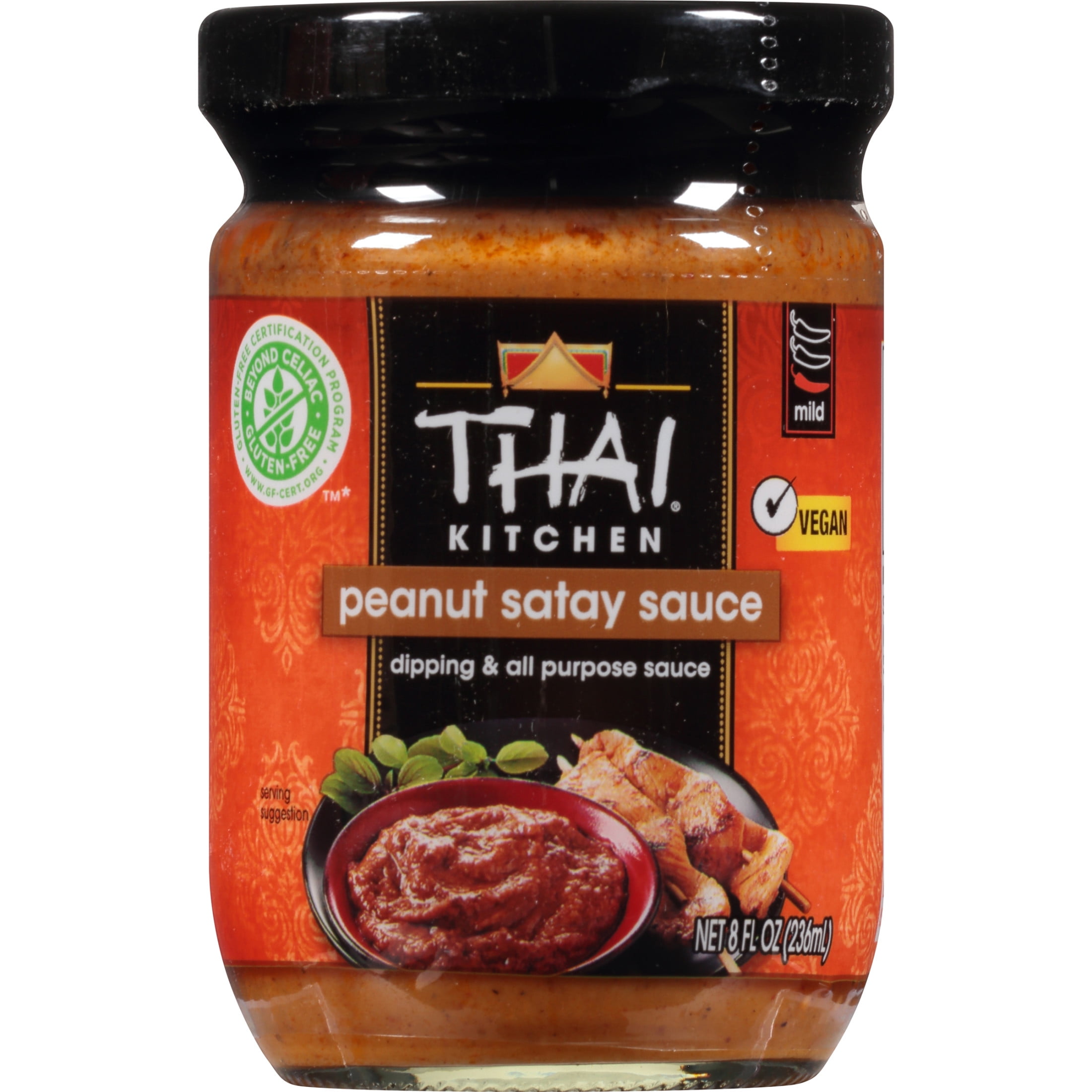 (3 pack) Thai Kitchen Gluten Free Peanut Satay Sauce, 8.0 fl oz Jar