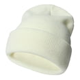thumbnail image 2 of Krdevn Unisex Kids Solid Ribbed Knit Beanie Stretch Thermal Winter Headwear for Boys and Girls White,3-24 Months, 2 of 3