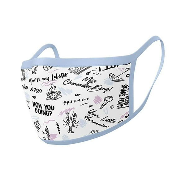 Friends Quotes Triple Layer Cotton Fabric Face Mask 2PK