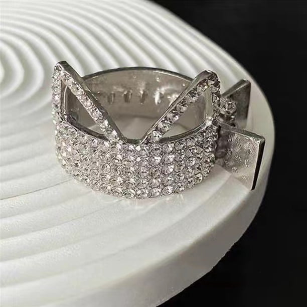 Oreja de gato con diamantes de imitación plateados, agarrador de cola de caballo alto, artefacto fijo anti-flacidez, hebilla de cola de caballo, horquilla de tiburón femenina, clip de