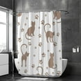 thumbnail image 2 of Coolnut Bath Shower Curtain Liners Cats and Traces 66x72in Polyester Waterproof with 12 Curtain Hooks, 2 of 6