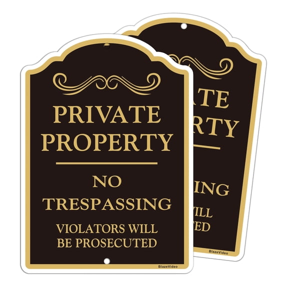 2 Pack "Private Property, No Trespassing, Violators Will Be Prosecuted" Signs Vintage Metal 10''x7'' Rust Free 40-Mil Aluminum UV Printed,Easy to Mount Weather Resistant Long Lasting Ink