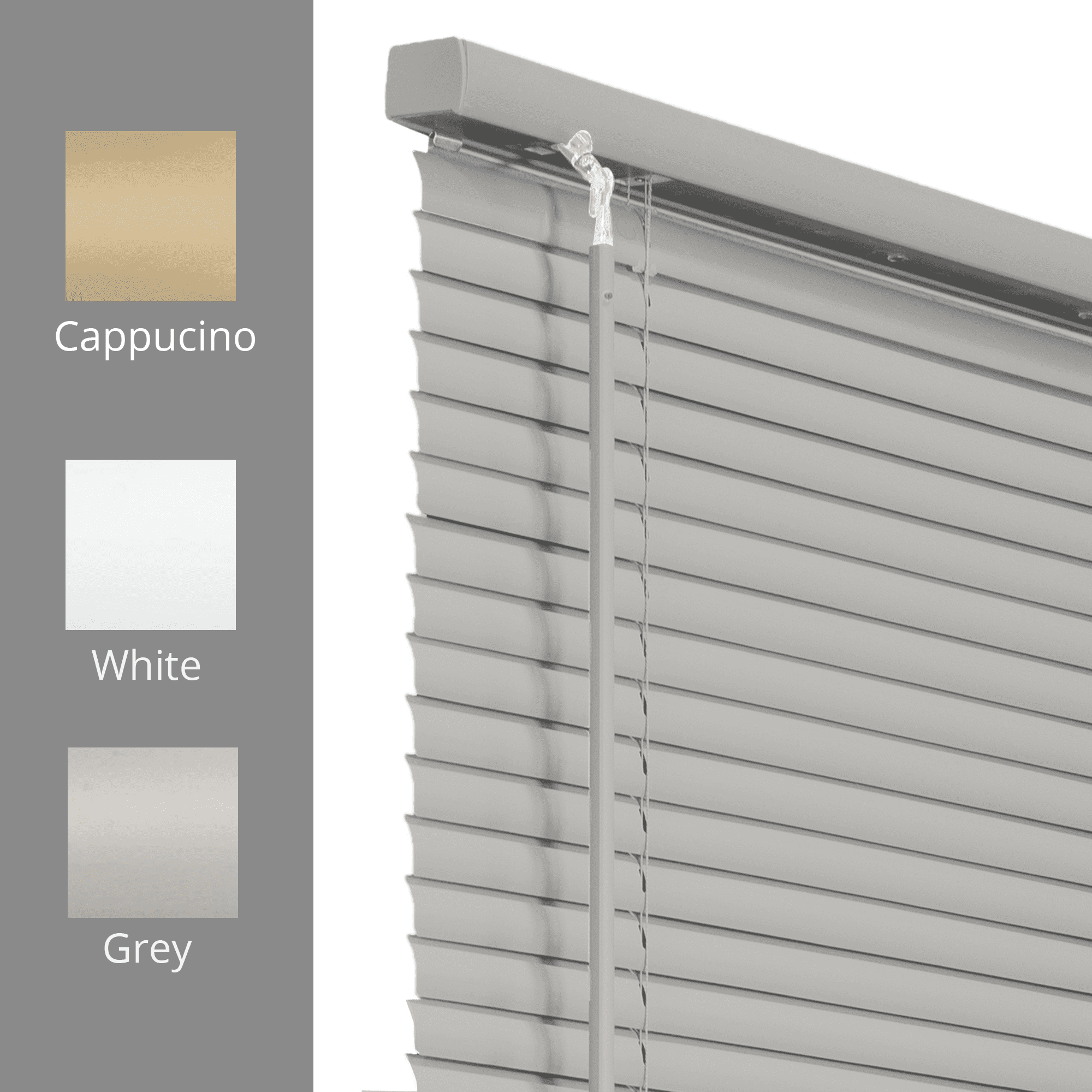Chicology 38.5"W x 84"H Gray Cordless Vinyl Mini Window Blinds 1" Slats