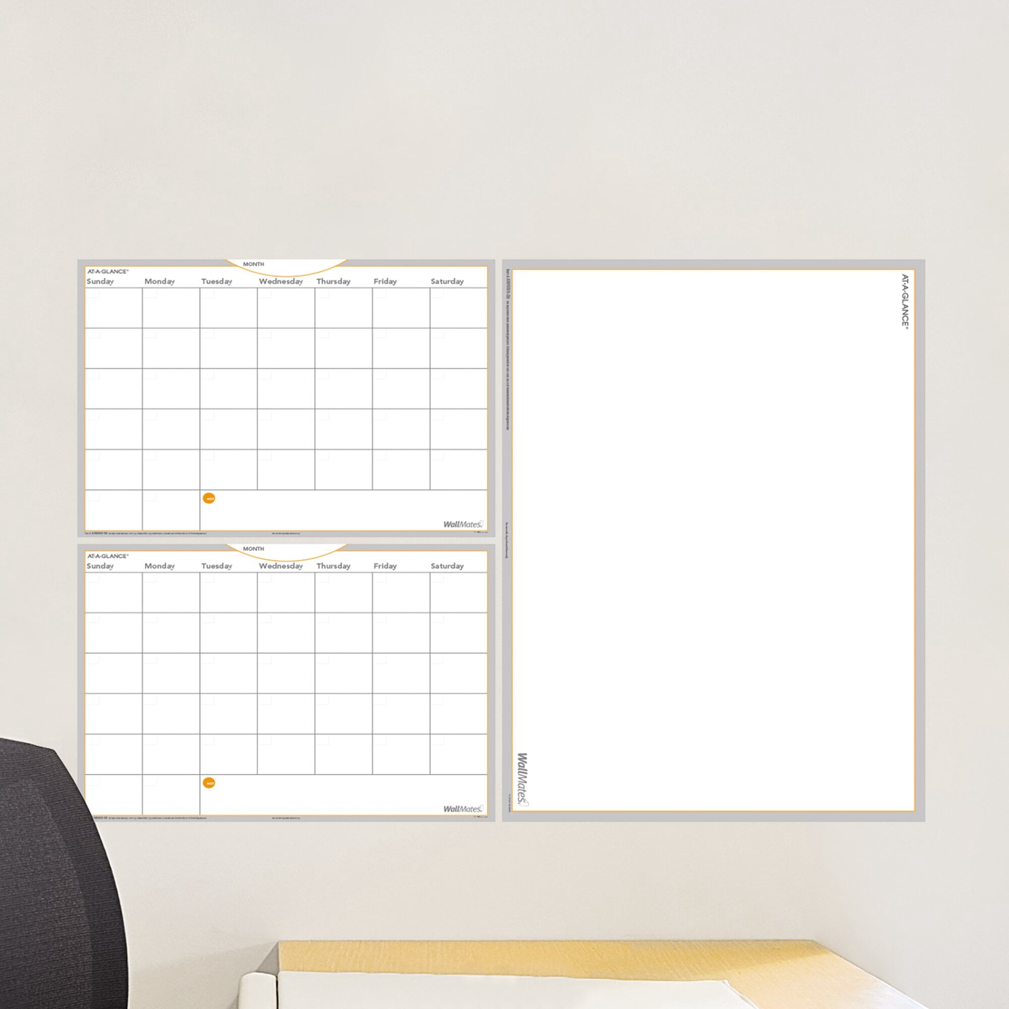 AT-A-GLANCE Undated WallMates Dry-Erase Writing Surface, Self-Adhesive, Extra Large, 36" x 24"