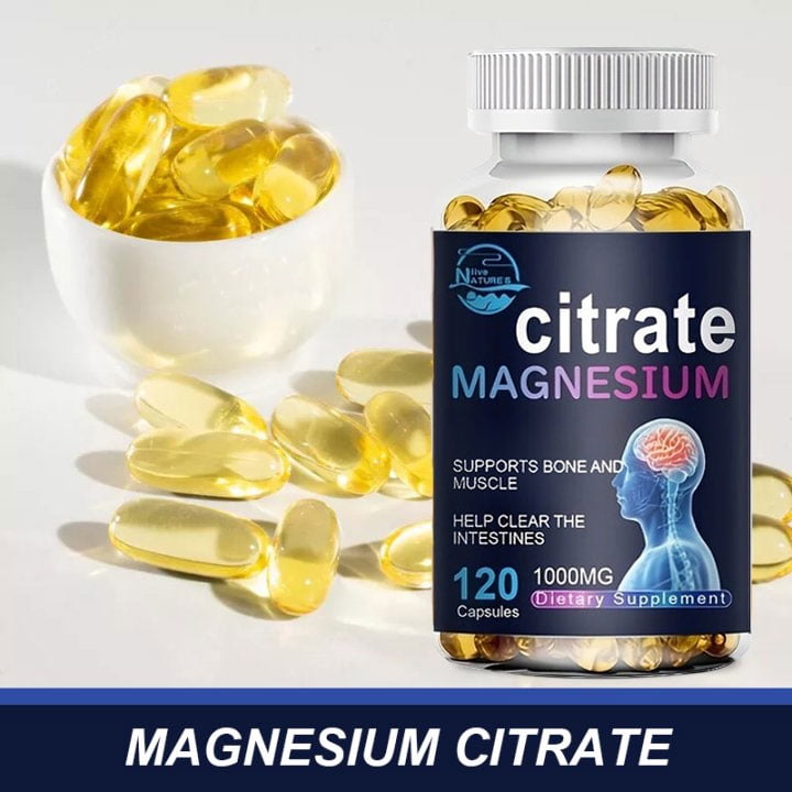 NATURE'S LIVE Magnesium Citrate 1000mg, High Absorption Supplement for Muscle, Bone, Nerve & Heart Health, 120 Capsules