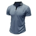 thumbnail image 2 of IYTR Mens T Shirts Solid Color Comfortable Gym Golf Shirts Short Sleeve Summer T Shirts Comfy Button Up Lapel Casual Light Blue M, 2 of 6