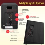 Pyle Powered Bookshelf Speaker System – 80W Bluetooth Active Stereo Speakers with ARC, Optical & Coax Inputs, Subwoofer Out, Bass Reflex Wood Cabinet for Home Theater & Studio (Pair)