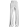 thumbnail image 7 of Yyeselk Women Velour Dress Pants Button High Waisted Wide Leg Trousers Pleated Front Trendy Business Casual Outfits for Women with Pockets White M, 7 of 7