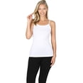 thumbnail image 3 of Women Basic Seamless Slim Fit Longline Undershirt Spaghetti Camisole Tank Top with Adjustable Straps (White, SM), 3 of 3