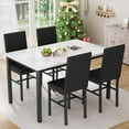 thumbnail image 5 of AWQM Dining Table Set for 4, Modern 5 Piece Dining Table Set, Faux Marble Kitchen Table and 4 Velvet Upholstered Chairs for Apartments, Dining Rooms, Small Spaces, White/Black, 5 of 10