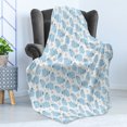 thumbnail image 4 of Animal Cartoon Soft Flannel Fleece Throw Blanket, Happy SmilingKids Pattern with Dots Animal, Cozy Plush for Indoor and Outdoor Use, 50" x 70", Sky Blue Baby Blue White, by Ambesonne, 4 of 5