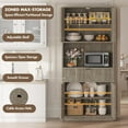 thumbnail image 5 of Tall Kitchen Pantry Cabinet, 70" Storage Cabinet with Countertop Shelf and Drawer, Freestanding Fluted Kitchen Hutch Cupboard for Dining Room, Living Room，Grey, 5 of 8