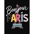 thumbnail image 2 of Camiseta informal de algodón para mujer con estampado geométrico de la Torre Eiffel, cuello redondo, tejido de punto de elasticidad media, ideal para todas las estaciones, ideal para deportes de ocio., 2 of 6