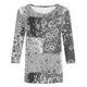 thumbnail image 4 of ICHUANYI Clearance Women's Fashion Printed Loose T-shirt Mid-length 3/4 Sleeves Blouse Round Neck Casual Tops(Gray, M) ICHUANYI WER2023081107568, 4 of 4