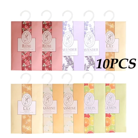 RAGUPEL 10Packs Lavender,Rose,Lemon,Jasmine,Lily Closet Air Freshener Deodorizer Scented Sachets Bags for Drawer Closets,Wardrobes and Bedrooms,Car Scent