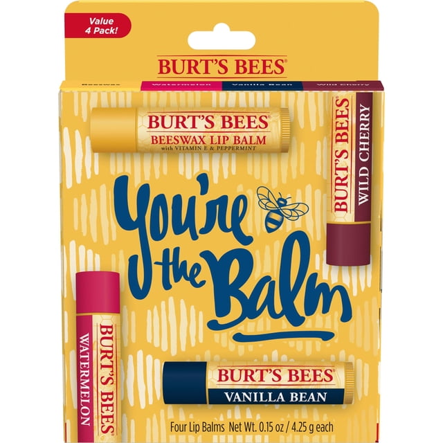 Bálsamo labial Burt's Bees You're the Balm, regalo de Navidad, paquete de 4