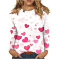 thumbnail image 6 of TKLPEHG Valentines Day T Shirts for Women Casual Round Neck Long Sleeve Heart Print Graphic Tee Comfy Pullover (Hot Pink,S), 6 of 7