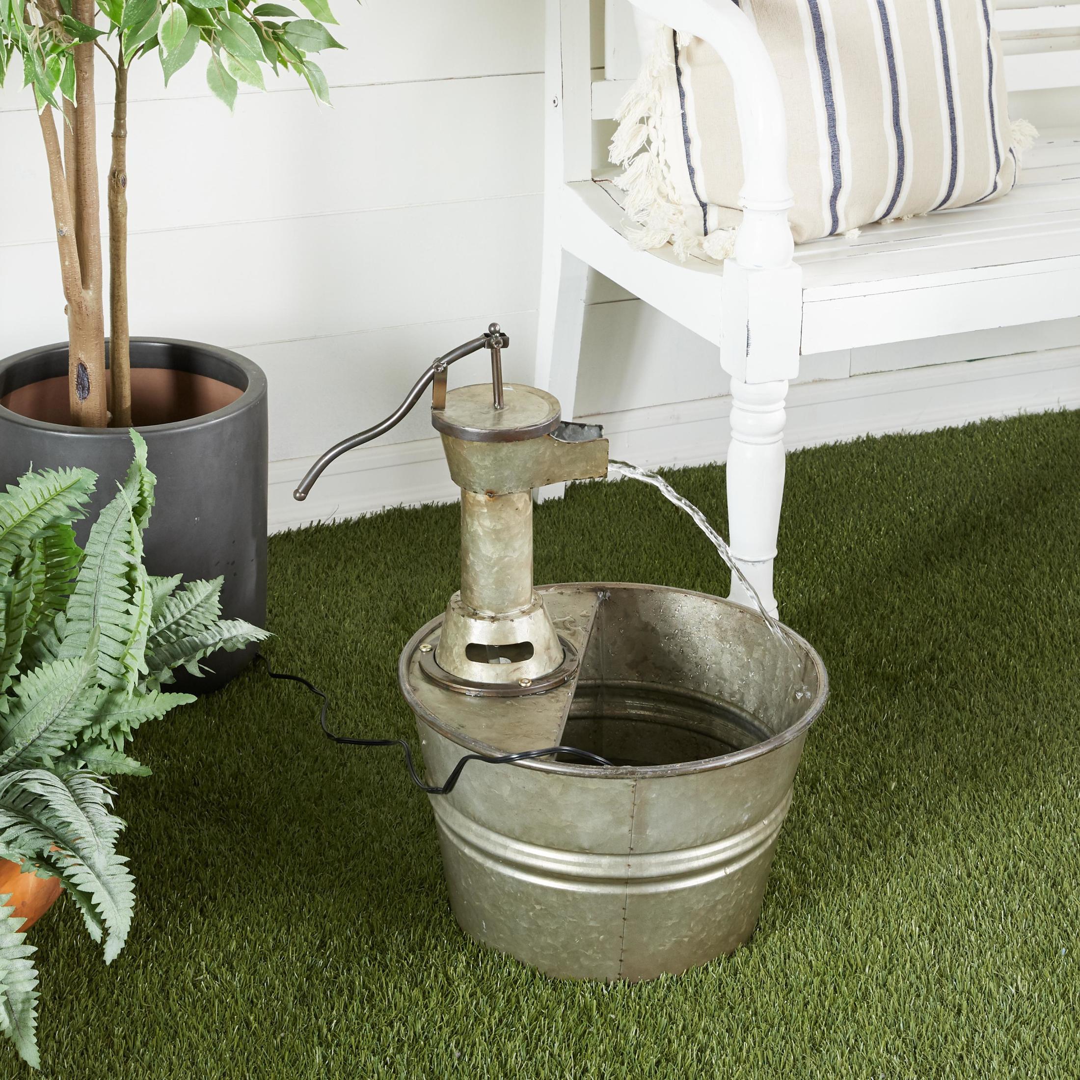 DecMode Gray Fountain Indoor Outdoor Decor with Pump Style Faucet