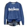 thumbnail image 2 of Blue Hoodies for Women Halloween Witch Sweatshirt Women Season Sweatshirts Halloween Bat Long Sleeve Fall Crewneck Pullover Tops Going Out Tops for Women, 2 of 4