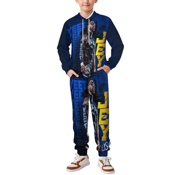 Je-y Wres-tler U-S-O Hoodie and Pants Set Lightweight Pullover Sweatshirt & Joggers Fashion Kids Outfit Set