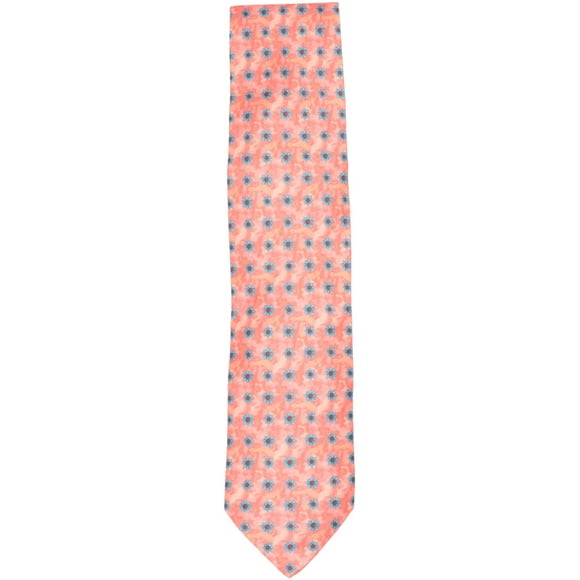Italo Ferretti Men's Pink / Blue Lines of Flowers Silk Necktie - One Size