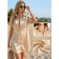 thumbnail image 6 of MOYIKO Swimsuit Coverup for Women Silk Stain Summer Tops Bathing Suit Cover Up Button Down Shirts Beach Outfits Dress, 6 of 7