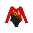 thumbnail image 3 of TiaoBug Kids Girls Gymnastics Leotards Shiny Rhinestone Long Sleeve Ballet Dance Jumpsuit Unitard Red 6, 3 of 5