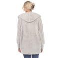 thumbnail image 3 of White Mark Women's Plush Hooded Cardigan with Pockets, 3 of 6