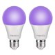 thumbnail image 1 of 2pcs UV Purple Light Bulb 385-400nm9W Aluminum Plastic Coated Transparent Cover Hotel Party Haunted House Fluorescent Atmosphere Decoration, 1 of 5