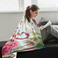 thumbnail image 3 of Manta de franela suave y acogedora con diseño de flamencos tomando cócteles para fiestas de verano, 60 x 90 pulgadas, decorativa, ligera, cálida y difusa, para sofá, cama, sillón, 3 of 7