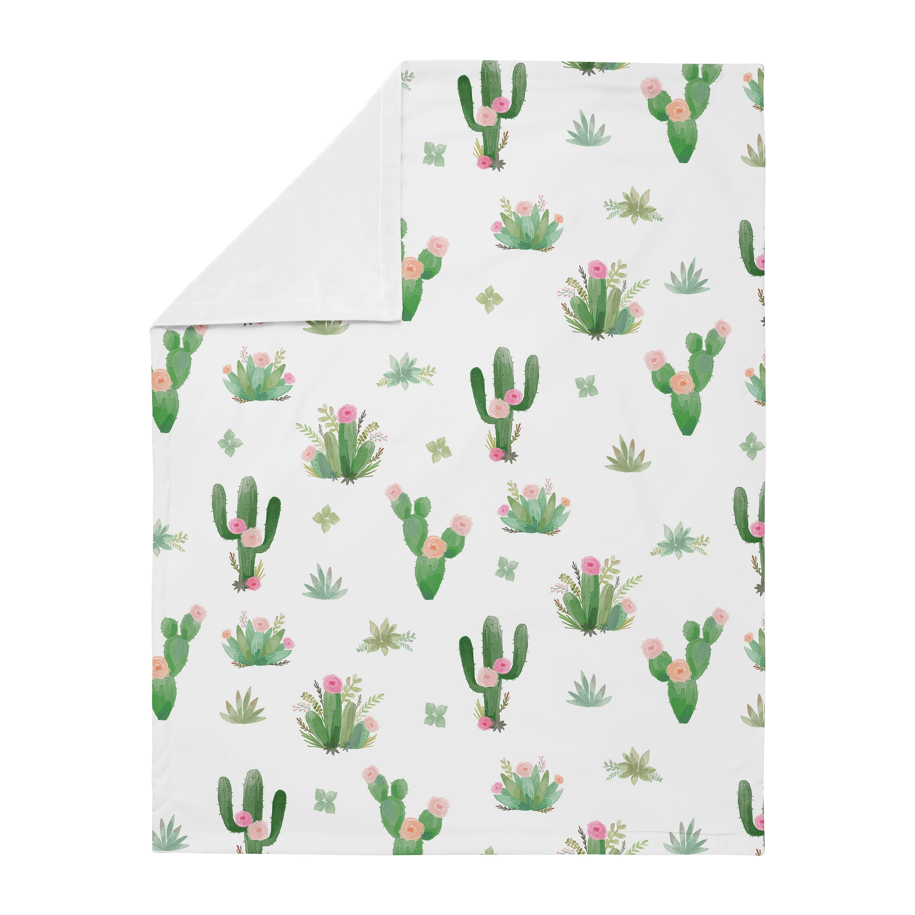 Sweet Jojo Designs Cactus Floral Pink Green and Grey Baby Security Blanket