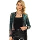 thumbnail image 1 of Chaqueta de lentejuelas para mujer Brillante Ombre Manga larga Cremallera Sparkle Party Bomber Chaquetas Verde azul S, 1 of 6