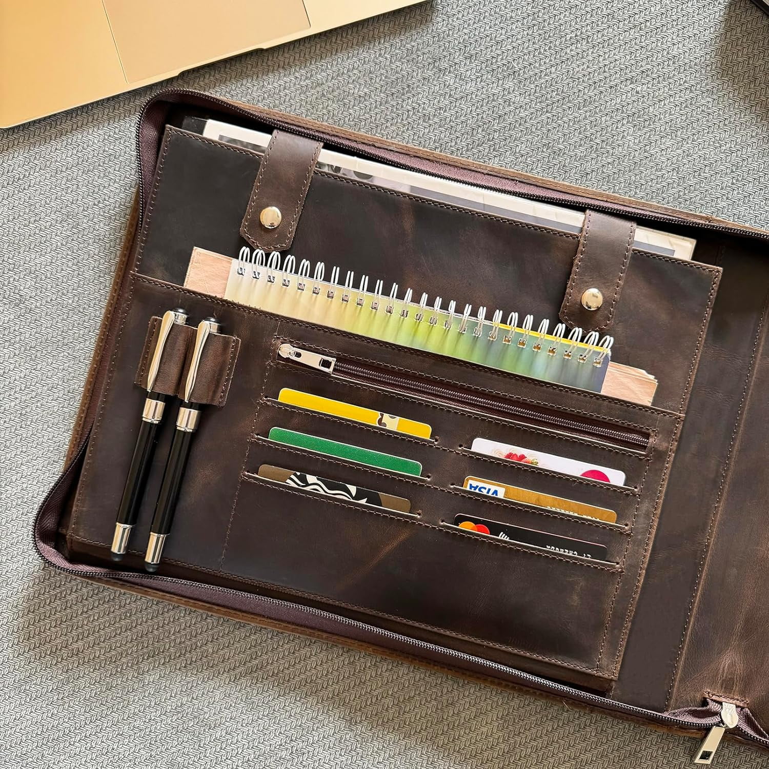 7 Ring Check Binder for Business Checks, Checkbook Binder with Zipper for 3-up Business Checks,Personalized Check Book Portfolio for 9 x 13 inch Sheets 600 Check, Check Holders for Men/Women
