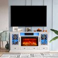 thumbnail image 4 of Holliwill 70" Fireplace TV Stand for TVs up to 80" with 30" Electric Fireplace, Farmhouse Entertainment Center with RGB LED Lights for Living Room, White, 4 of 8