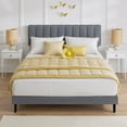 thumbnail image 2 of Simenmax Twin Upholstered Platform Bed Frame with Linen Headboard Wood Slat, Gray, 2 of 10